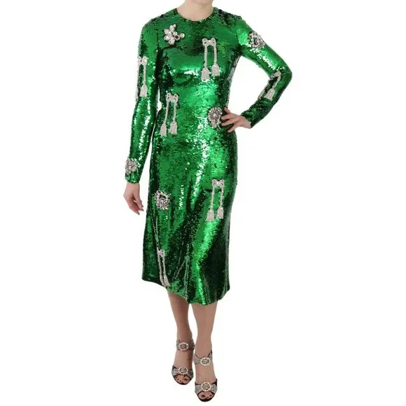 Dolce & Gabbana | Dresses | Dolce Gabbana Green Sequin Swarovski Crystal  Dress | Poshmark